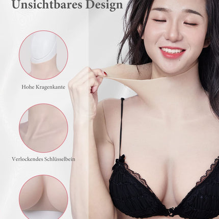 Peikey Silicone Breasts, [Improved Silicone with Fleece Lining] More Natural Skin Surface, Artificial Breasts with Suitable Bra, White Skin Tone-High Quality Filler, C Cup