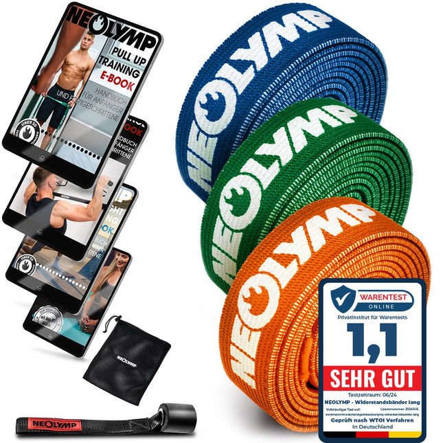 NEOLYMP Fitness Bands Set Fabric - washable resistance bands, resistance bands, strength training sets, exercise band including e-book with fitness band exercises