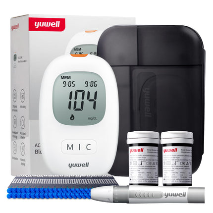 yuwell blood glucose meter set with test strips x 50 and lancets x 50, diabetes test ideal for home use, glucose meter for self-monitoring of blood sugar in diabetes (model 710)