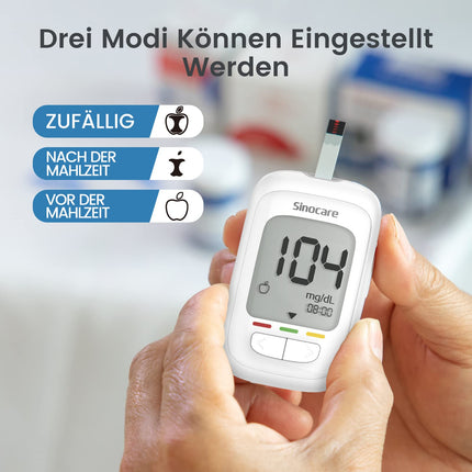 sinocare blood glucose meter set, upgraded glucose meter with test strips 50, starter and elder friendly (Safe AQ pro I blood glucose meter set 50)