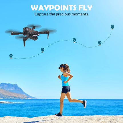 Drone with 1080P HD Camera for Kids, RC Drone with 2 Batteries, Foldable Quadcopter with FPV WiFi Transmission, Gravity Sensor, 3D Flip Mode, One-Button Takeoff/Landing, Altitude Hold Mode (Black)