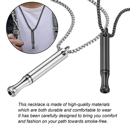 2 pieces smoking cessation aid, V2 necklace smoke-free original, breathing chain smoke-free aid smoking cessation chain with whistle, anxiety breathing necklace with resistance, against smoking cessation necklace