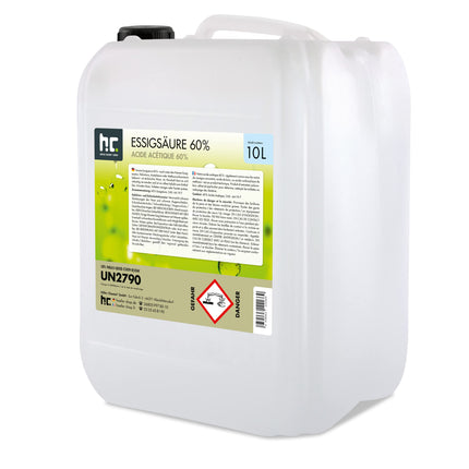 Höfer Chemie 10 L Acetic Acid 60% - optimal cleaner and descaler - Premium Quality Made in Germany - freshly filled in a handy canister