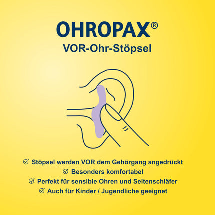 OHROPAX Classic earplugs – in-ear earplugs for protection against noise, moisture, and wind – made of moldable, supple wax – comfortable and suitable for all ears – sound insulation value SNR 21 dB – 20 pieces