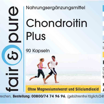 Fair &amp; Pure® - Chondroitin Plus - 90 Capsules - with Hyaluronic Acid - Calcium - Vitamins D and E - without Magnesium Stearate