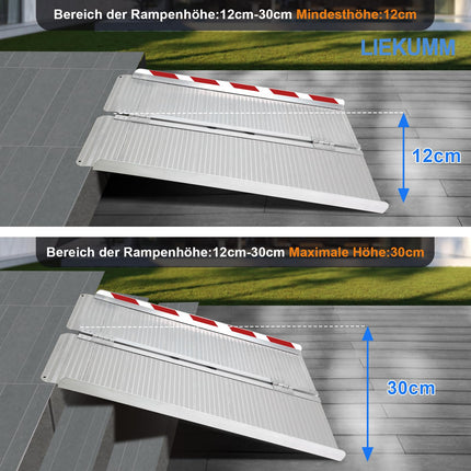 LIEKUMM Foldable Wheelchair Ramp, 121 cm Wheelchair Ramp for Stairs, 300 kg Load Capacity Ramps for Wheelchairs &amp; Scooters, Aluminum Stair Ramp for Wheelchairs, Steps, Curbs, Strollers