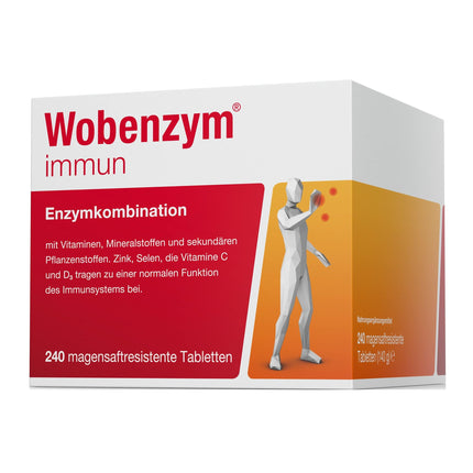 WOBENZYM® immun | 240 tablets | Immune treatment | Supports the immune system with vitamins C and D, zinc, and selenium | For a strong immune defense | Combination of enzymes and vitamins | Defenses