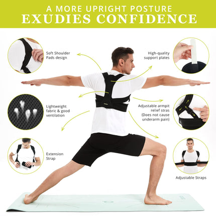 Back Straightener, Adjustable Shoulder Strap Posture Corrector for Men and Women and Provides Pain Relief from Neck, Shoulder, Upper and Lower Back (L/XL)