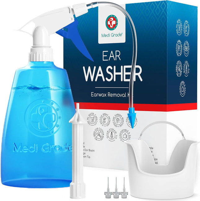 Medi Grade Ear Cleaning - Earwax Remover - Safe Pump for Earwax Removal 300 ml - Environmentally Friendly Ear Cleaning Set - Improves Hearing