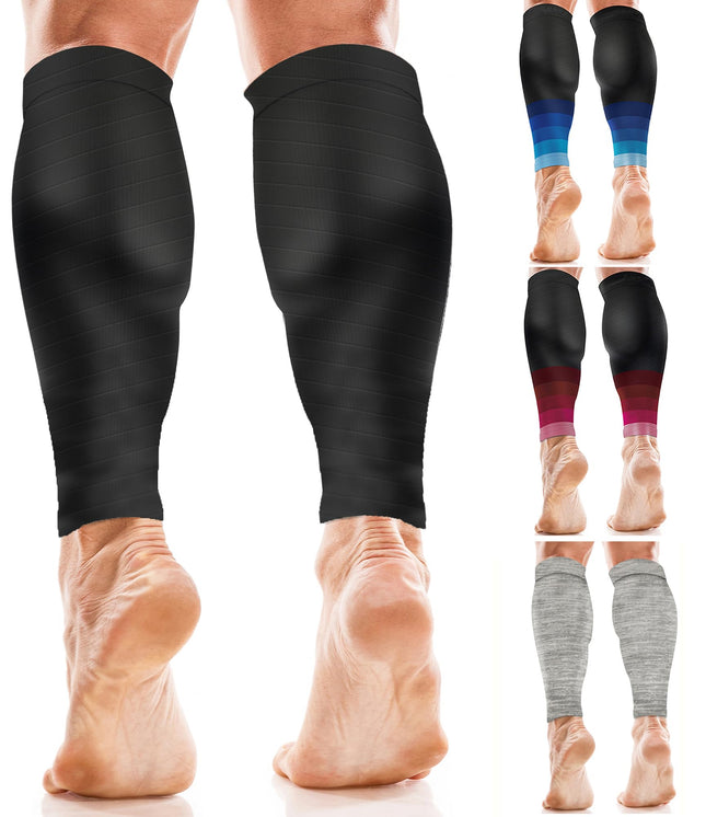aZengear Calf Support for Men and Women, Footless Calf Compression Socks for Shin Splints and Cramps, Sports (Black L/XL)
