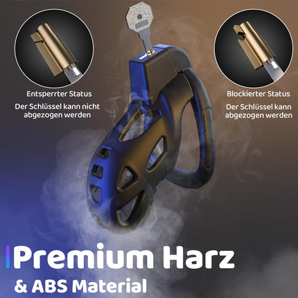 Yivans Resin Chastity Cage Sex Toy Men Chastity Belt Cock Cage with 5 Penis Rings, SM Fetish Extreme Penis Bondage Hollow Design Breathable Penis Cage