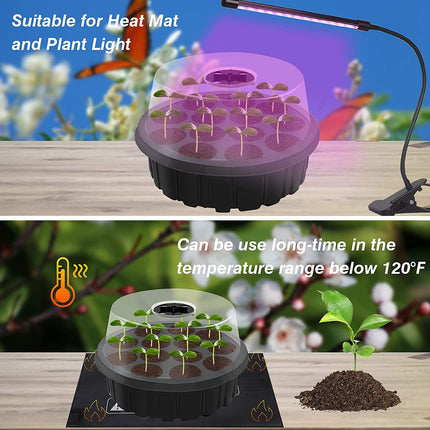 Indoor greenhouse cultivation box, 3 pieces 39 cells, mini greenhouse cultivation set, cultivation tray with cover, greenhouse plastic cultivation trays, with 5 small gardening tools + 30 plant labels (black)
