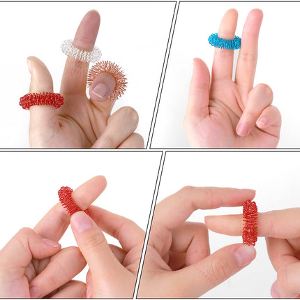 8 Piece Acupressure Ring Set, Massage Rings for Finger Acupressure Ring, Massage Ring for Stress Reducer and Promoting Blood Circulation, Finger Massage or Toe Massage
