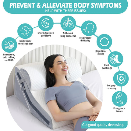 Wedge Pillow for Sleeping, Orthopedic Bed Wedge Pillow Set, 15-in-1 Adjustable Memory Foam Wedge Pillow After Surgery, 9 &amp; 16 &amp; 20 Inch Height 3-in-1 Incline Pillow Wedges for Acid Reflux