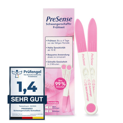 PreSense® - Rapid Pregnancy Test (2-pack) - Fast, Safe, Reliable and Easy – Urine Test - Pregnancy Test