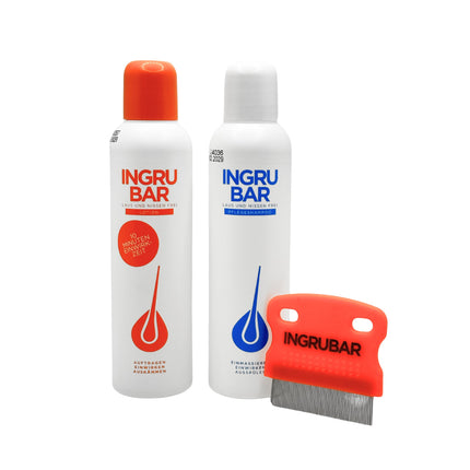 Ingrubar Lice Shampoo Lice&amp;Nits Free 2x150ml Lotion &amp; Care Shampoo - Lice Remedy &amp; Lice Comb Set • Without silicones &amp; pesticides • Vegetable oils • Vegan - Relieves itching