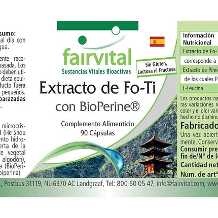 Fairvital | Fo-Ti Extract with BioPerine® - 90 Capsules - HIGH DOSE - He Shou Wu - VEGAN