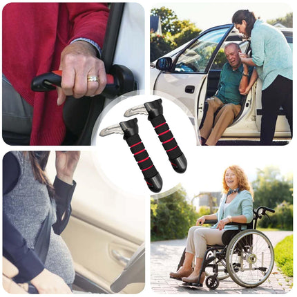 2 pieces mobility aid for car, entry aid, exit aid, grab handle, car belt cutter and window breaker, door handle for the elderly, car handle, ideal for seniors and disabled people