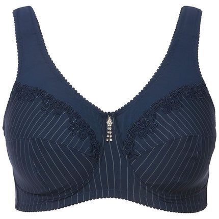 Ulla Popken Women's Support Bra, Non-Wired, Rhinestone Pendant, Cup C - G BRA, Midnight Blue, 105C