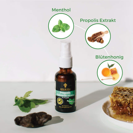 Bee&amp;You Propolis Throat Spray with Honey (6%) 30 ml (Soothing Blend, Fair Trade, Natural &amp; Controlled Ingredients)