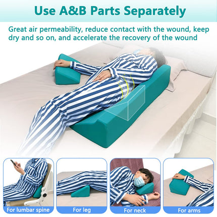 NEAUDE Bed Wedge Pillow for Sleeping, Inclined, Foam, Decubitus, Triangle, Medical Nursing Wedges, Positioning, Pressure Ulcer Prevention, Cushion, Bedsore Pillow