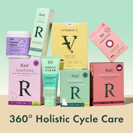 Rael Sanitary Pads with Wings Organic Cotton Cover Pads – Odorless, Leak-Proof, Thin and Super Absorbent Pads with Wings for Women (Regular, 56 Count)