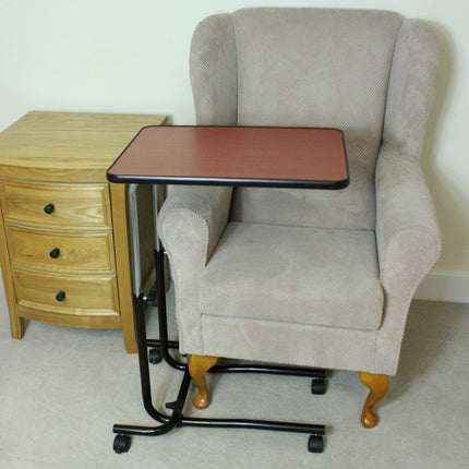 Bed and chair table with wheels