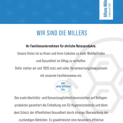 100% pure collagen powder – collagen peptides – collagen protein – Millers Alpha-Gel 1000 g – no additives – tasteless – collagen powder made in Germany