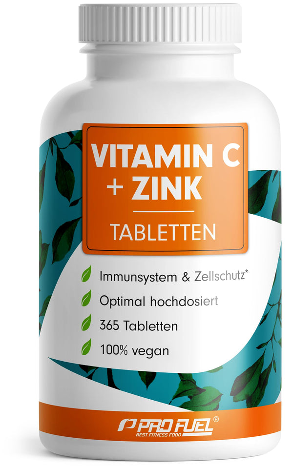 Vitamin C + Zinc (365 tablets) - optimally high dosage: 500 mg buffered vitamin C + 15 mg zinc from bioavailable zinc bisglycinate - immune system &amp; cell protection - laboratory-tested with certificate - 100% vegan