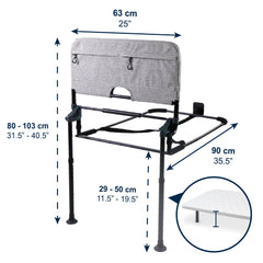 KMINA - Bed rail fall protection foldable 90 to 180 cm, adjustable stand-up aid bed seniors, foldable adults