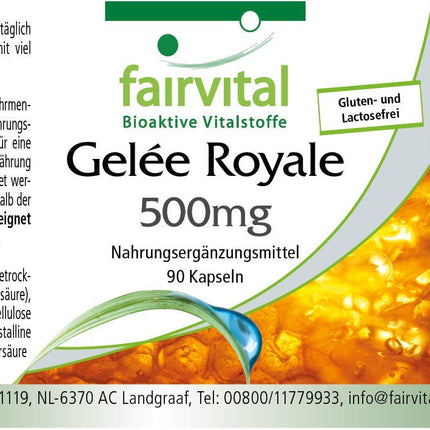 Fairvital | Royal Jelly 500mg - 90 Capsules - HIGH DOSE - standardized to 4% 10-HDA