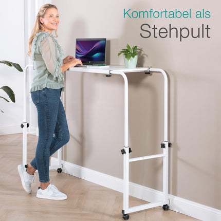 ELONEO maxVitalis overbed table on castors, height-adjustable/width-adjustable, overbed table, mobile desk, nursing table, laptop table, bedside table, width 119-190 cm &amp; height 78-120 cm