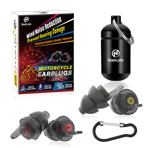 Naiicute Motorcycle Earplugs 2 Pairs, Prevent Hearing Damage Earplugs for Motorcyclists, Bicycles, Racing, Touring -Traffic Still Audible- Reusable Silicone Plugs, Comfortable Small Earplugs