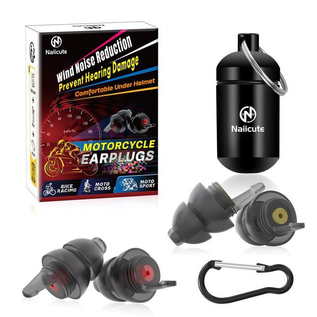 Naiicute Motorcycle Earplugs 2 Pairs, Prevent Hearing Damage Earplugs for Motorcyclists, Bicycles, Racing, Touring -Traffic Still Audible- Reusable Silicone Plugs, Comfortable Small Earplugs
