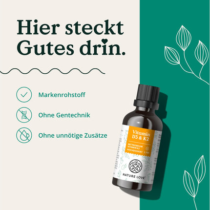 Vitamin D3 + K2 (50ml) - Highly bioavailable thanks to original K2VITAL® 99.7% all-trans - laboratory-tested 1000 IU vitamin D3 per drop (1700 drops with vitamin D + vitamin K) - in MCT oil - High dosage