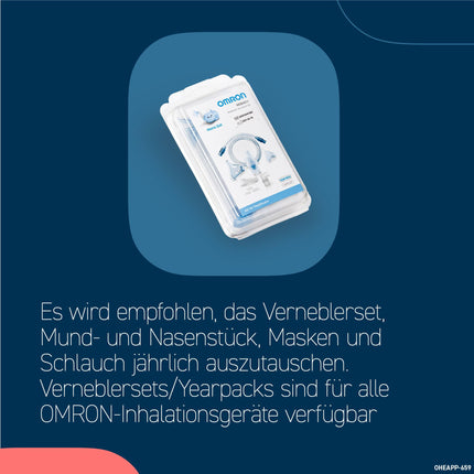 OMRON Nami Cat child-friendly inhaler for children; efficient inhaler for the treatment of coughs and colds, bronchitis, asthma, and colds; inhaler with high-quality accessories