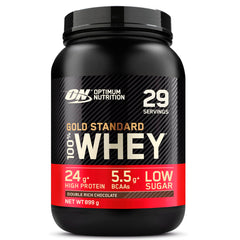 Optimum Nutrition Gold Standard 100% Whey Protein Powder for Muscle Building and Recovery with Naturally Occurring Glutamine and BCAA Amino Acids, Double Rich Chocolate, 29 Servings, 899 g