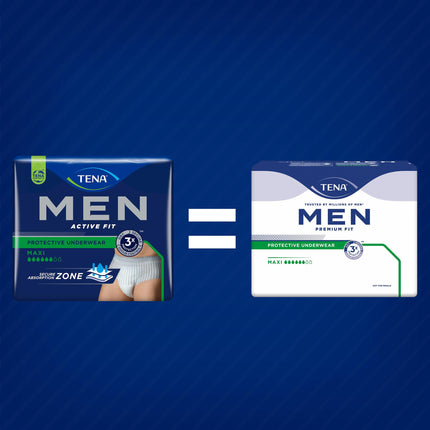 TENA MEN Active fit Pants Plus - 40 pieces in a monthly pack (4 x 10) - Disposable pants for men - for moderate to heavy urine loss - Size L