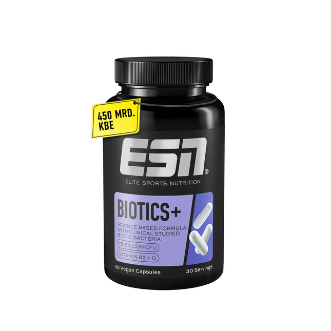 ESN Biotics+, 30 capsules, 450 billion CFU per pack, high-dose, with vitamins B2 and D, only 1 capsule per day, vegan