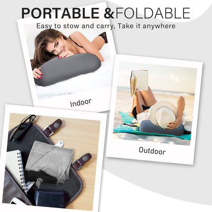 Prosixtoy Portable Wedge Pillow Inflatable Pillow - Body Positioner Bed Wedges, Lightweight Wedge Pillow Lumbar Pillow for Sleeping, Leg Raiser, Bed, Travel, Camping Backrest Reading Pillow (Gray)