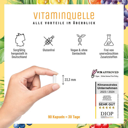 All in One Multivitamin &amp; Mineral Complex - 35 valuable AZ vitamins and minerals - Multi-vitamin capsules with high dosage - Vegan and without unnecessary additives