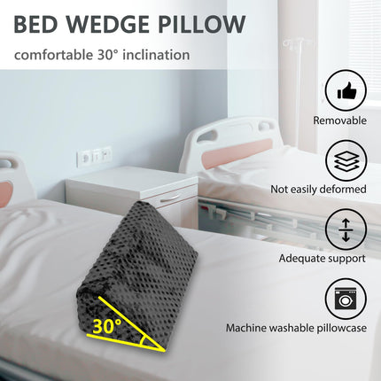 Jacobable Wedge Pillow for Side Sleeping, Body Positioning Foam Wedge Pillow, Side Wedge Pillow for Sleeping, Non-Slip Back Positioning Pillow for Bed Sore Wedge (Black)