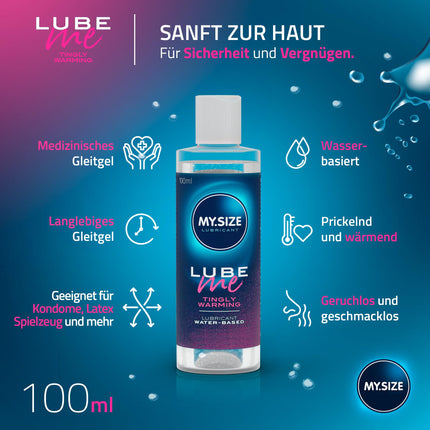 MY.SIZE Lube Me Premium Lubricant Tingly Warming 100 ml I Lubricant warming, tingling &amp; odorless I Water-based lubricants I Lubricant gel for toys &amp; latex condoms I water-based lubrication