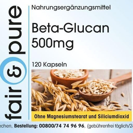 Fair &amp; Pure® - Beta-Glucan Capsules 500mg from Oats - 120 Capsules - vegan - natural - without magnesium stearate