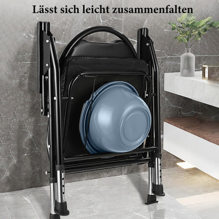 NJUN toilet chair for seniors, height-adjustable shower chair, foldable shower chair, toilet chair with padded seat and toilet bucket, stable and comfortable, load capacity 400 kg
