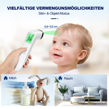 Fever Thermometer for Babies, Children, and Adults, Non-Contact Forehead Thermometer, Digital Infrared Thermometer with Instant Accurate Readings, Fever Alarm, LCD Display and 35 Memory Recalls (White)