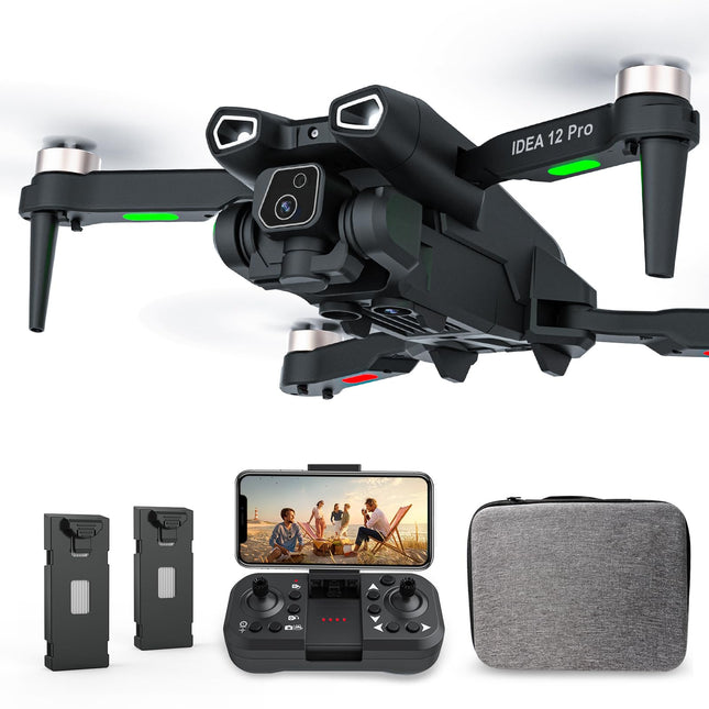 IDEA12 PRO Drone with Adjustable 4K Camera with Optical Flow Positioning for Beginners and Adults, Drones with Brushless Motor, FPV RC Drone Quadcopter with 2 Batteries 30 Minutes