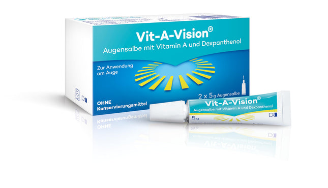 Vit-A-Vision Eye Ointment – ​​For long-lasting improvement of the tear film and protection of the ocular surface in cases of dry eyes, with dexpanthenol and vitamin A, preservative-free, 2 x 5 g