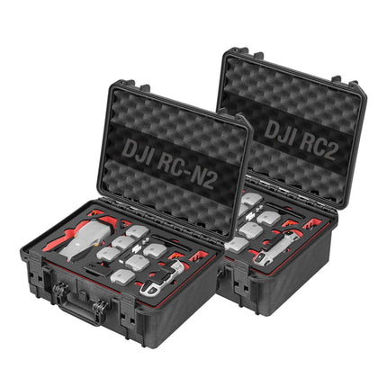 TomCase Drone Case "Travel Edition" for DJI Air 3S Fly More Combo, Standard or DJI RC 2 Controller, Battery Charging in the Case, Waterproof Outdoor Case - Made in Germany (Black/Red-Black)