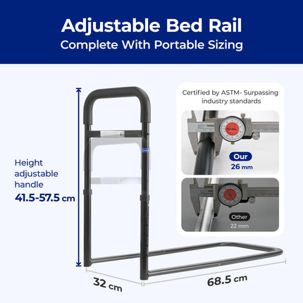 Bed riser, grab bars for seniors, bed entry aid, height-adjustable grab bar for seniors, LED sensor light to prevent falls at night, safety and stability